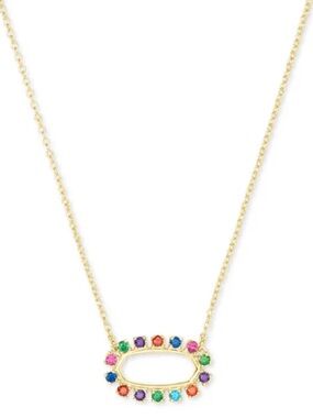 Kendra Scott Elisa Gold Open Frame Multi Color Stone Pendant Necklace NWT